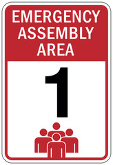 Emergency evacuation assembly area sign