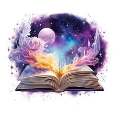 Galaxy celestial fantasy book watercolor for T-shirt Design.