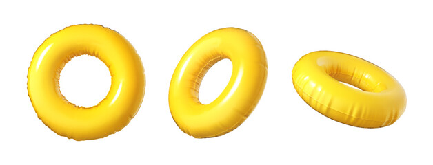 Yellow inflatable circle in different angles on a white background. Vector illustration
