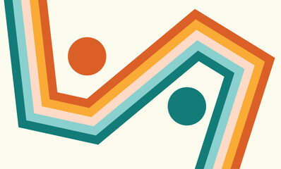 flat abstract retro line rainbow zigzag for backdrop, wall art, wallpaper, background