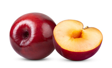 Red cherry plum isolated on transparent png