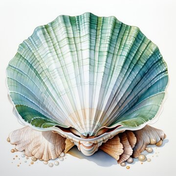 recommend clip art: Watercolor Seashell clipart on white background.