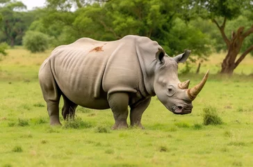 Foto op Plexiglas White Rhino grazing. © Anny
