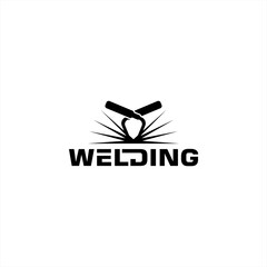  welding logo design, vector, symbol, welding logo silhouette, premium logo, holding, welding mask, machine,