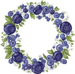 Obraz premium Bilberry round frame border vector