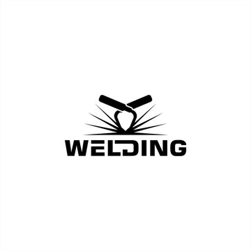  welding logo design, vector, symbol, welding logo silhouette, premium logo, holding, welding mask, machine,