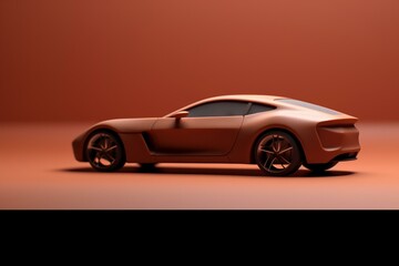 3D rendering of sleek sports car from side angle in clay style. Generative AI