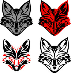 fox head silhouette and vector illustration design
