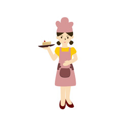 A chef serves a slice of cake