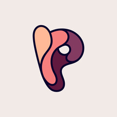 P letter colorful logo. Flat style design. Creative typographic elements for posters, t-shirts and cards.