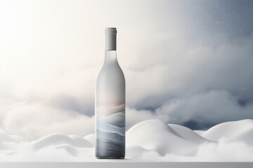 Mockup of luxury wine bottle on a natural style background
