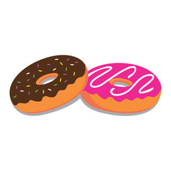flat donut cartoon design. tasty cake sign and symbol.