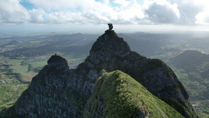 Naklejka na ściany i meble Mauritius island. Mount Pieter Both. The most amazing mountain on the island. View from above.
