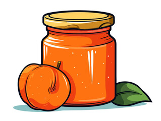 Doodle Peach jam, cartoon sticker, sketch, vector, Illustration, minimalistic
