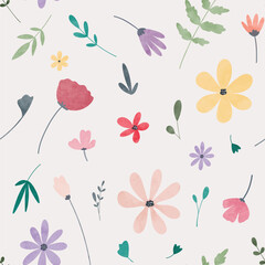 Seamless pattern flower and leaf