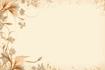 Elegant beige background adorned with decorative floral frame. Generative AI