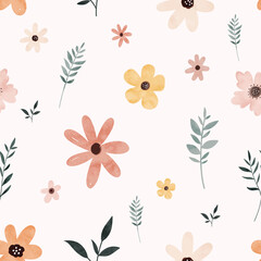 Seamless pattern flower and leaf
