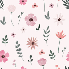 Seamless pattern flower and leaf