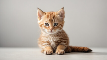 kitten isolated on a white background. Backdrop with copy space - obrazy, fototapety, plakaty