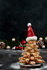 Christmas tree cookie. Happy holiday concept.