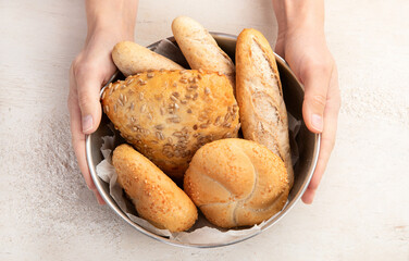 Healthy food baking, pastry. Freshly baked organic bread.