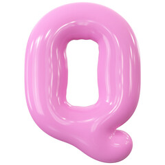 Pink Letter Q Font Bubble