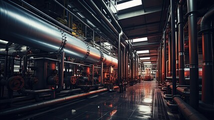 Interior of modern industrial boiler room