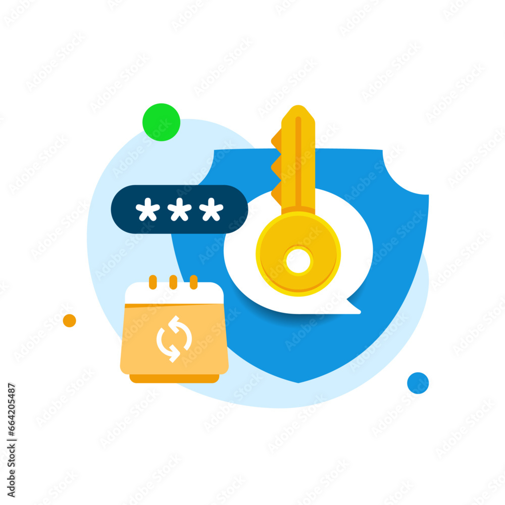 Poster change the password regularly every month for account security concept illustration flat design vect