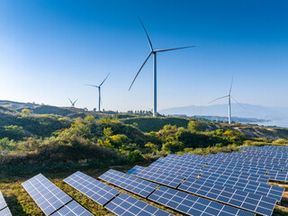 Solar panels and wind power generation equipment