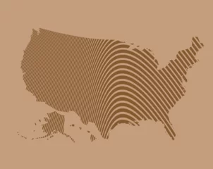 Fotobehang The United States of America vector map waves line illustration. USA map vector illustration © amol