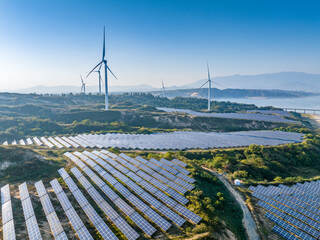 Solar panels and wind power generation equipment