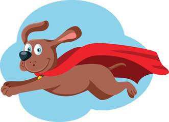 Superhero Dog Flying in the Sky Vector Mascot Character Design. Supernatural pet her having a lot of energy and super-powers  
