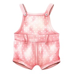 Pink baby girl romper in watercolors on a white background.