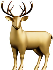 Golden deer 3d decoration for christmas and new year design. Vector Illustration