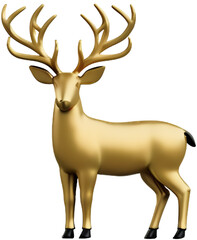 Golden deer 3d decoration for christmas and new year design. Vector Illustration