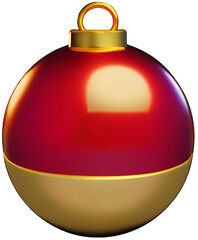 Obraz premium christmas balls new year's eve decorations gold red glitter winter decorations hanging decorations souvenirs traditional ornaments happy winter holidays merry christmas symbol 3d rendering