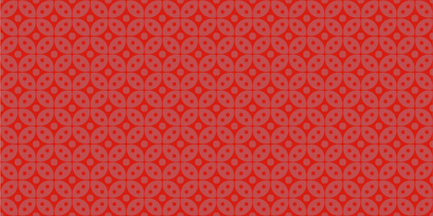 Indonesian Red Batik Pattern Background Vector named Kawung. Traditional Fabric Pattern of Yogyakarta