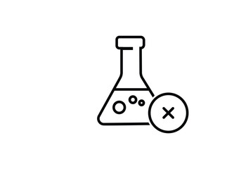 No chemical risk icon. Organic food, no additives, no preservatives. prohibition of chemical additives. Line pictogram style. Editable stroke. Vector illustration. Design on white background. EPS 10