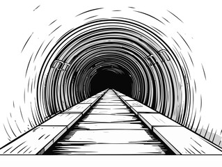 Doodle Underground tunnel, cartoon sticker, sketch, vector, Illustration, minimalistic