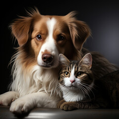 Dog and cat posing together