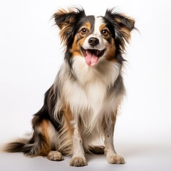 Beautiful happy and healthy dog isolated background. dog studio portrait, front view
