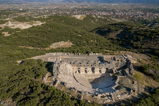 Drone images of the Ancient City of Kibyra, also known as the City of Gladiators, Burdur - Türkiye