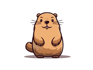 Doodle Groundhog, cartoon sticker, sketch, vector, Illustration, minimalistic