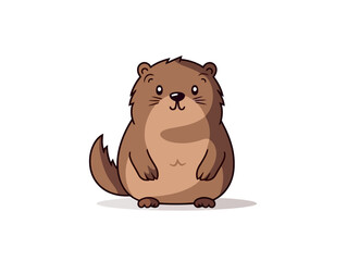 Doodle Groundhog with shadow, cartoon sticker, sketch, vector, Illustration, minimalistic