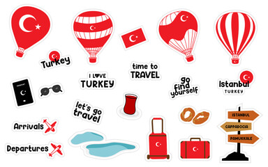 Set of travel stickers collection.