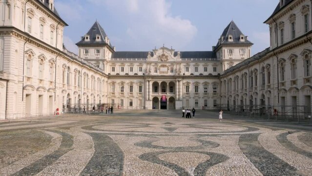 Turin, Italy,  the main court of the castle of Valentino
