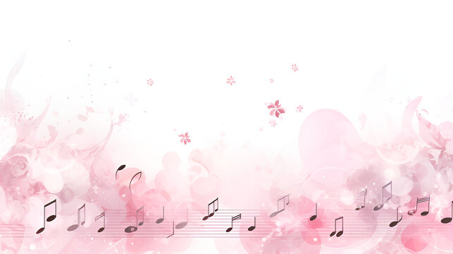 Background Image of Pink Hearts and Musical Notes | generative ai