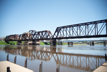 Old steel Railroad bridge over the Ouachita River, West Monroe, LA