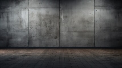 A moody backdrop featuring a dark concrete wall meeting a matching floor