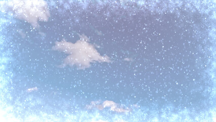 beautiful falling snow on clouds on sky background - photo of nature